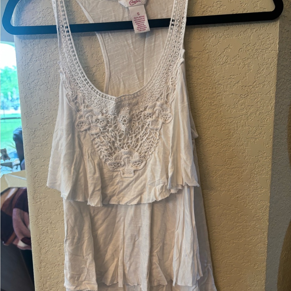 White Lace Layered Tank Top